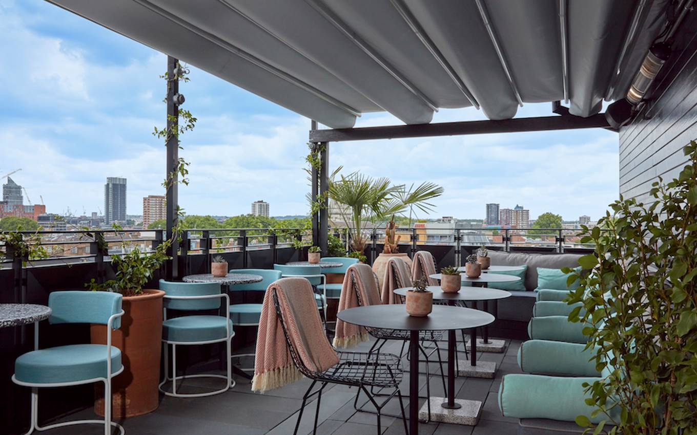 Rooftop terrace at the hotel, featuring open access for the public to enjoy scenic views and a relaxing atmosphere.
